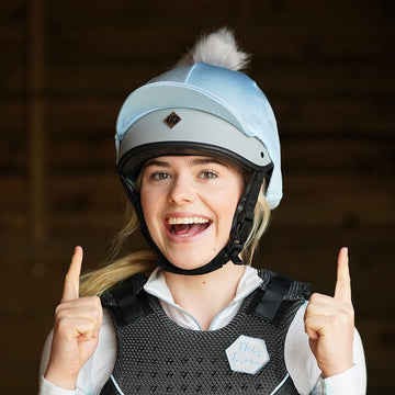Esme having fun at the Charles Owen factory - Equisafety