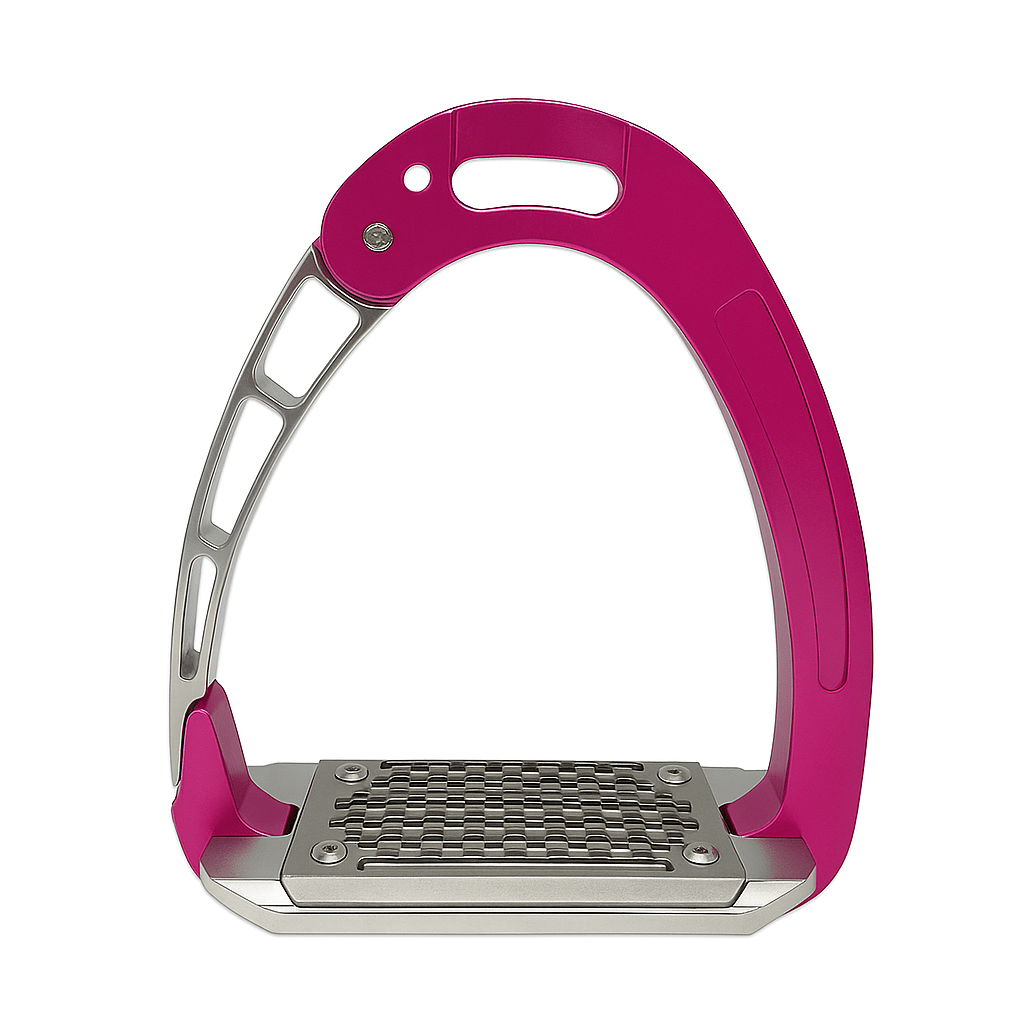 Equisafety Caballus Safety Stirrups - Single Arm Action & 5 degree inclination - Pink - Equisafety