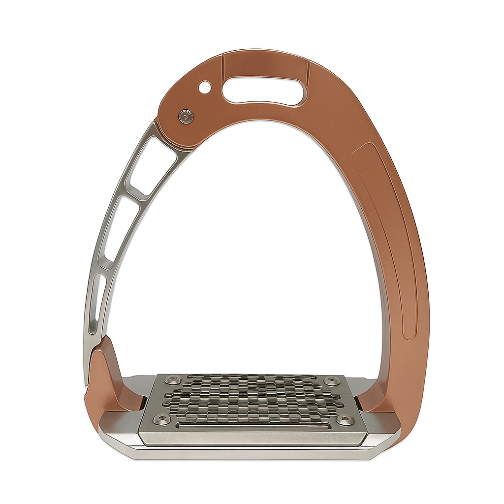 Equisafety Caballus Safety Stirrups - Single Arm Action & 5 degree inclination - Rose Gold - Equisafety