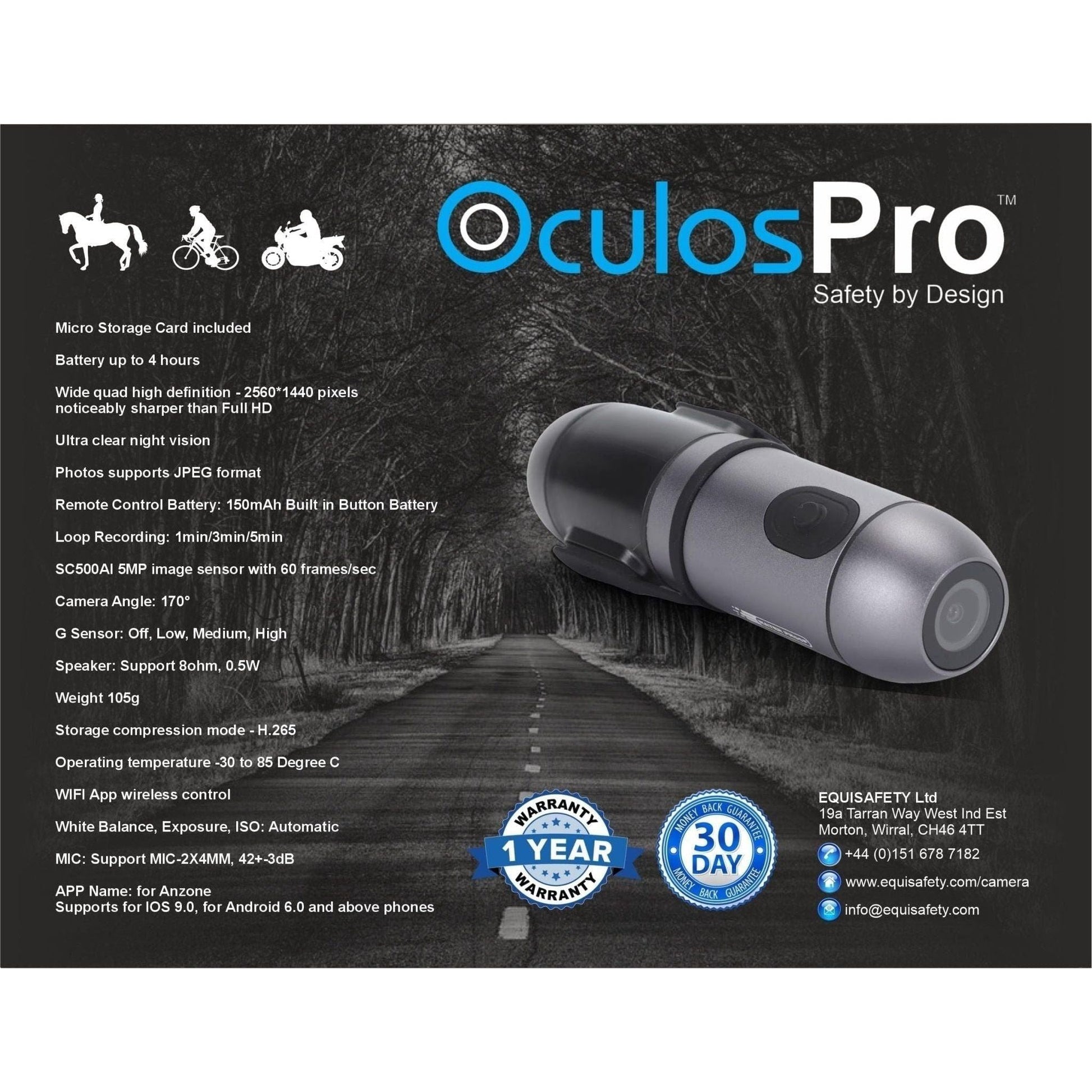 Horse Riding Helmet Camera OculosPro 2K 2 - way - Equisafety