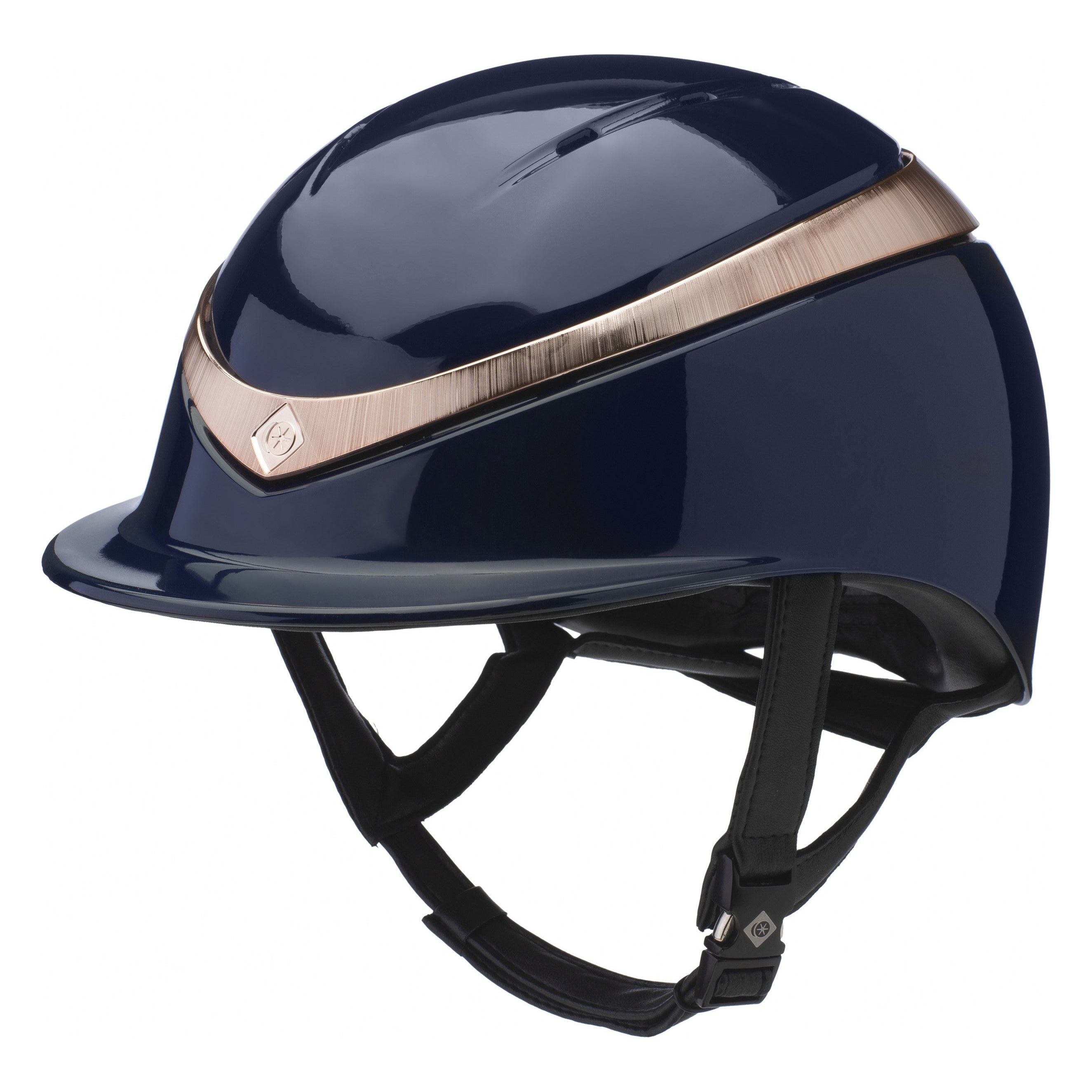 Charles Owen HALO Riding Hat Navy Rose Gold Gloss