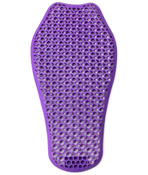 A purple athletic back pad with a honeycomb textured surface