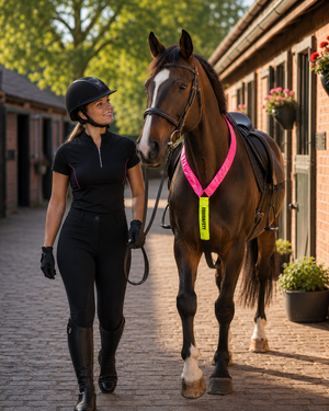 Equisafety Multi Coloured Hi Vis Neck Band -Yellow/Pink