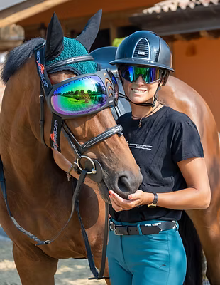 eQuick eVysor Horse Mask - Horse Comfort - Mirrored Orange - Equisafety