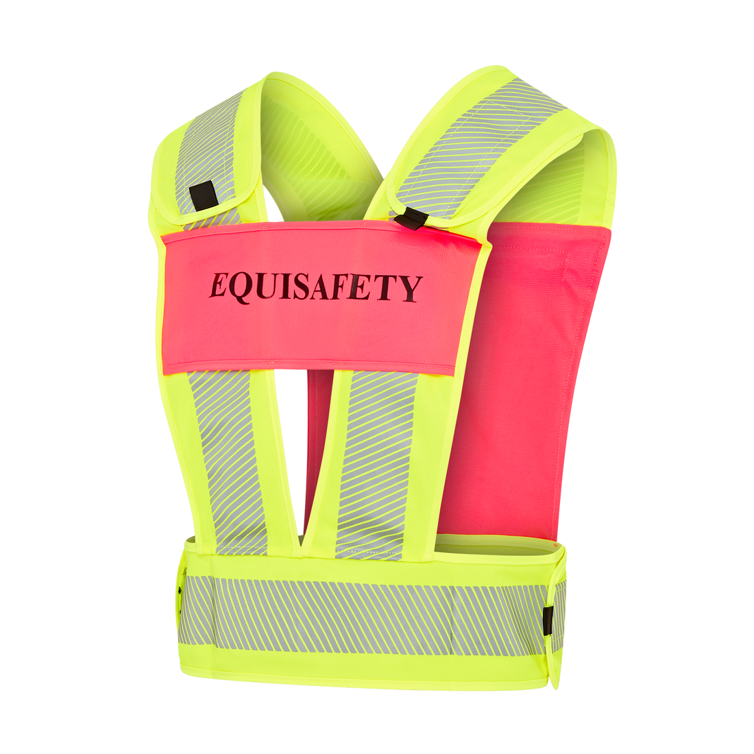 Adjustable Reflective Harness with pocket - PINK/YELLOW