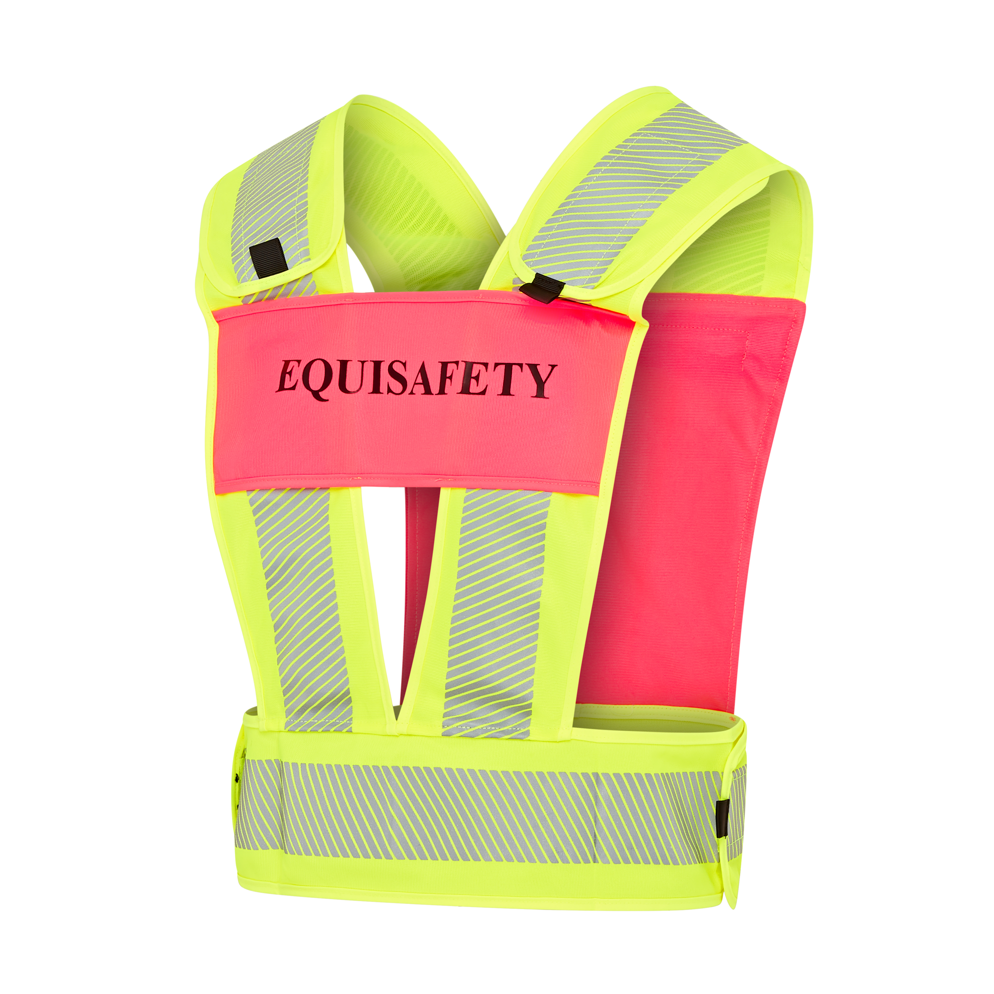 Adjustable Reflective Harness with pocket - PINK/YELLOW