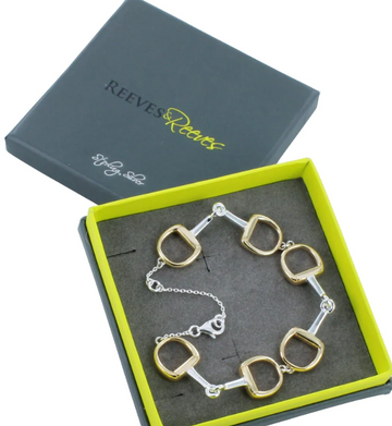Reeves and Reeves Chunky Sterling Silver and Gold Plated Snaffle Bracelet