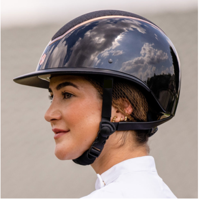 EQX Kylo Sparkly Riding Hat - Black Gloss/Rose