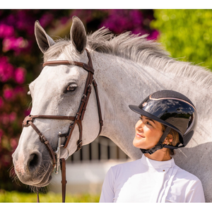 EQX Kylo Sparkly Riding Hat - Black Gloss/Rose