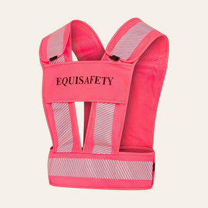 Equisafety adjustable reflective harness with pocket hi vis red