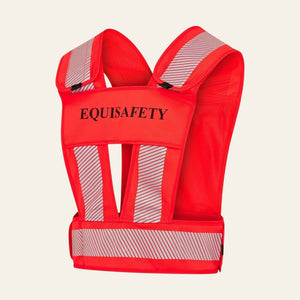 Equisafety adjustable reflective harness with pocket hi vis red