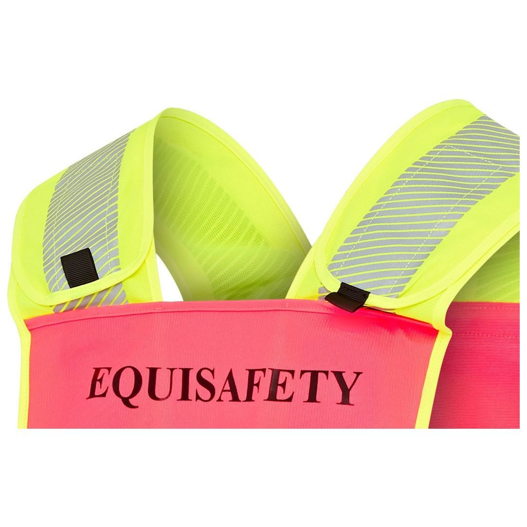 Adjustable Reflective Harness with pocket - PINK/YELLOW - Equisafety