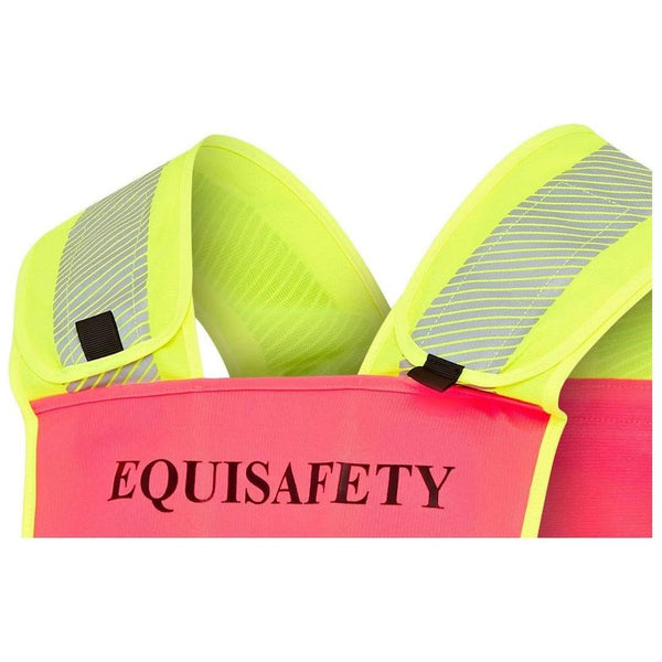 Adjustable Reflective Harness with pocket - PINK/YELLOW - Equisafety