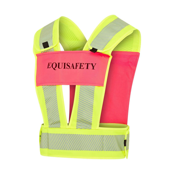 Adjustable Reflective Harness with pocket - PINK/YELLOW - Equisafety