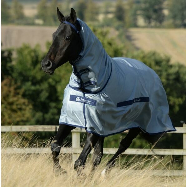 Bucas Buzz Off Fly Rug - Full Neck - Horse - Silver/Blue - Equisafety