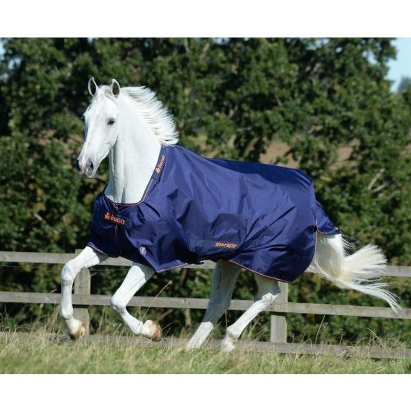 Bucas Therapy Turnout Rug 300G - Horse - Navy/Orange - Equisafety