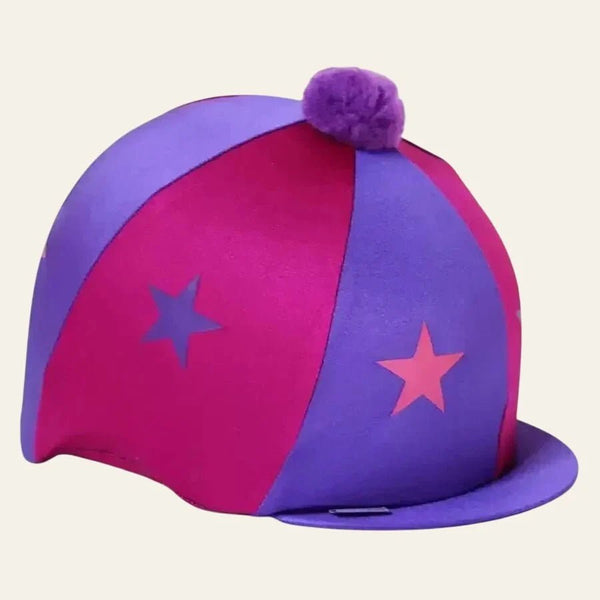 Equisafety capz lycra cap cover with colours and stars