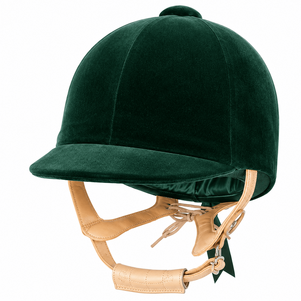 Champion CPX Showmaster Velvet Peaked Helmet - Green - Equisafety
