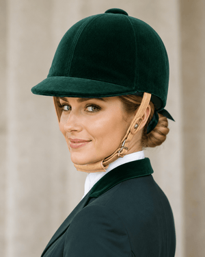 Champion CPX Showmaster Velvet Peaked Helmet - Green - Equisafety