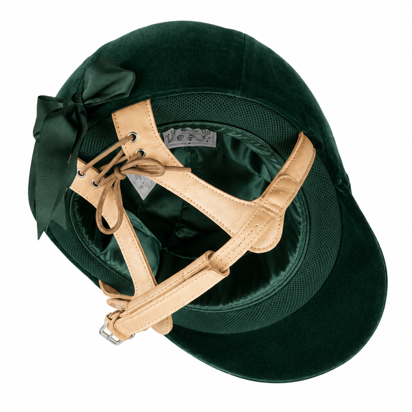 Champion CPX Showmaster Velvet Peaked Helmet - Green - Equisafety
