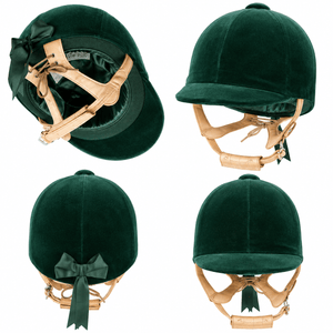 Champion CPX Showmaster Velvet Peaked Helmet - Green - Equisafety