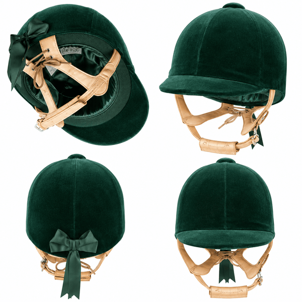 Champion CPX Showmaster Velvet Peaked Helmet - Green - Equisafety