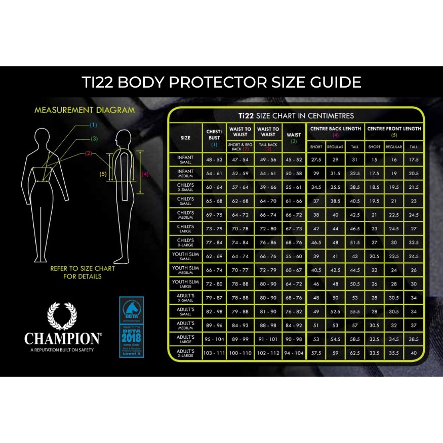 Champion Titanium Ti22 Body Protector - YOUTH Black - Equisafety