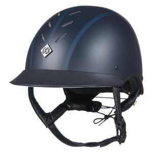 Equisafety charles owen ayr8 plus leather look riding hats navy