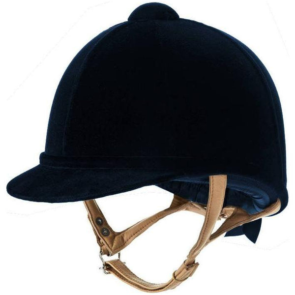 Equisafety charles owen ayr8 plus leather look riding hats navy
