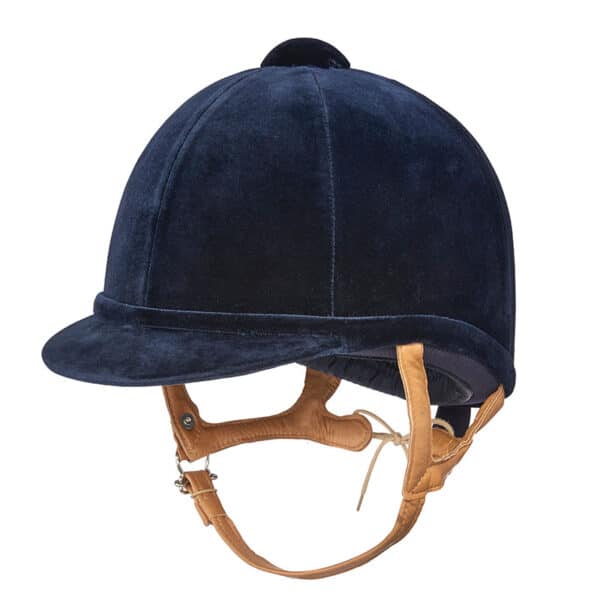 Equisafety charles owen ayr8 plus leather look riding hats navy