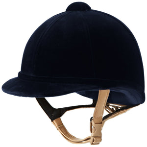 Equisafety charles owen ayr8 plus leather look riding hats navy