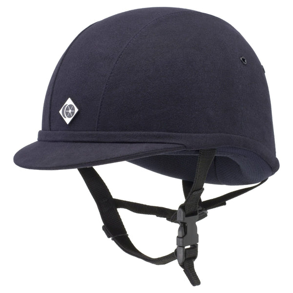 Equisafety charles owen ayr8 plus leather look riding hats navy