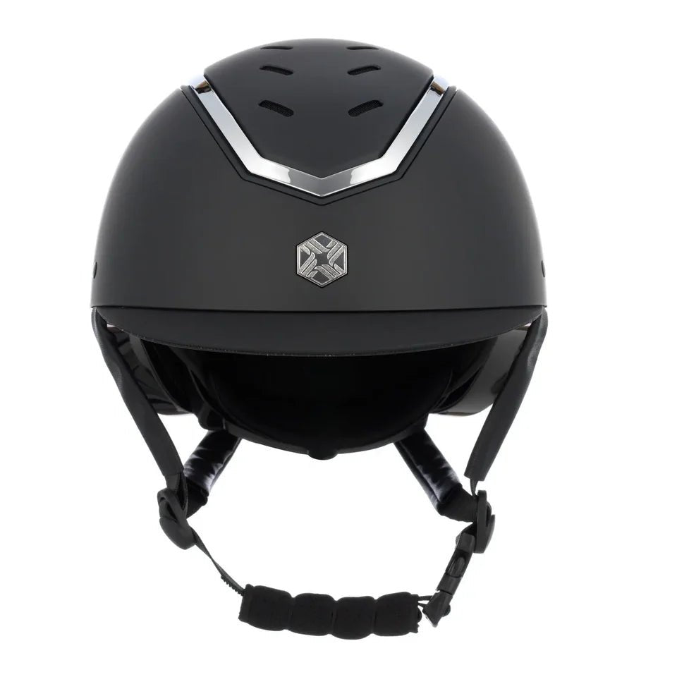 Charles Owen EQX Kylo Black Matte & Silver Adjustable Riding Hat - Equisafety