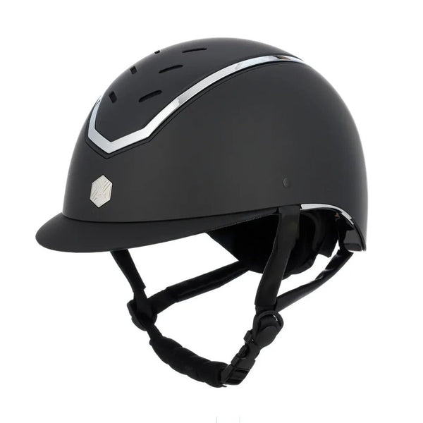 Charles Owen EQX Kylo Black Matte & Silver Adjustable Riding Hat - Equisafety
