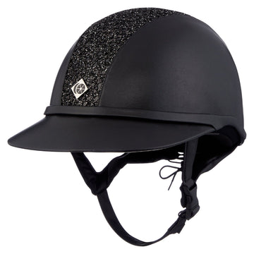 Charles Owen Leather Look Sparkly SP8 Plus - Riding Hat - Black - Equisafety