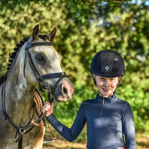 Charles Owen YR8 - Riding Hat - Sparkly Centre/ Navy - Equisafety