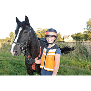 Equisafety child reflective hi vis adjustable body harness pink