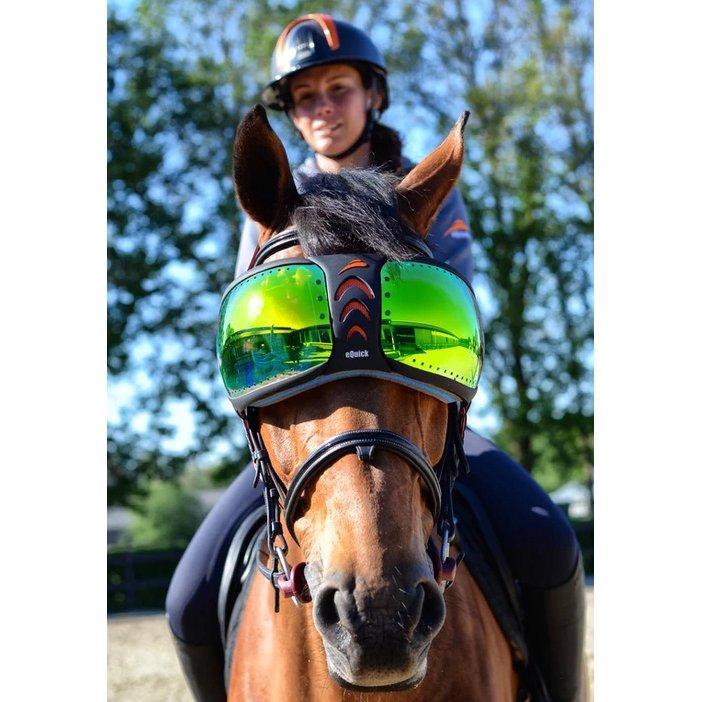 eQuick eVysor Horse Mask - Horse Comfort - Mirrored Green - Equisafety