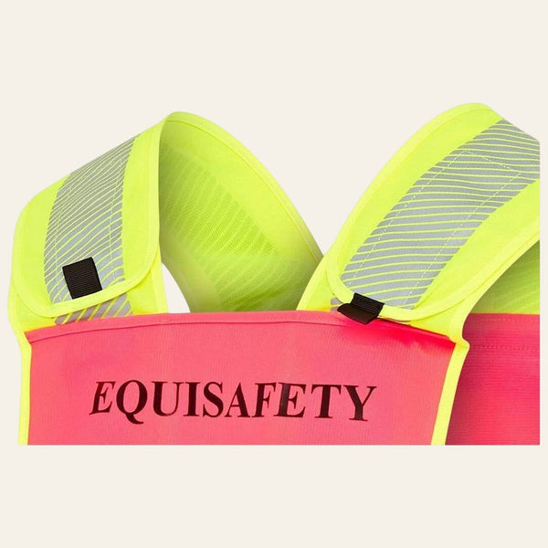 Equisafety Adjustable Reflective Harness with pocket - PINK/YELLOW - Equisafety