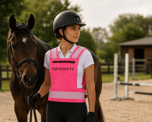 Equisafety Adjustable Reflective Harness with pocket - RED - Equisafety