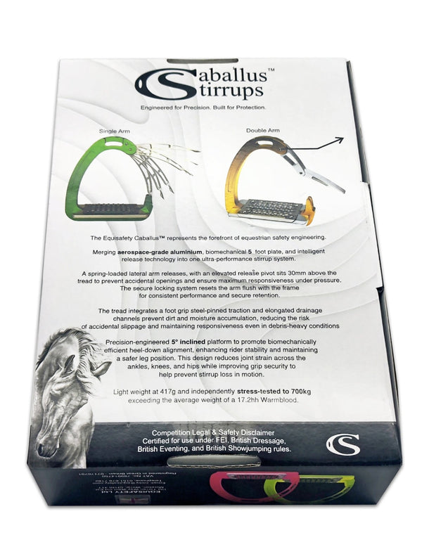 Equisafety Caballus Safety Stirrups - Double Arm Action & 5 degree inclination - Gold - Equisafety