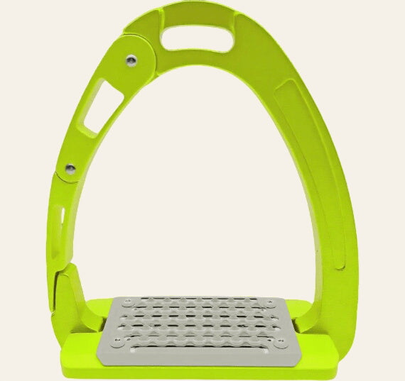 Equisafety Caballus Safety Stirrups - Double Arm Action & 5 degree inclination - Hi Vis Yellow - Equisafety