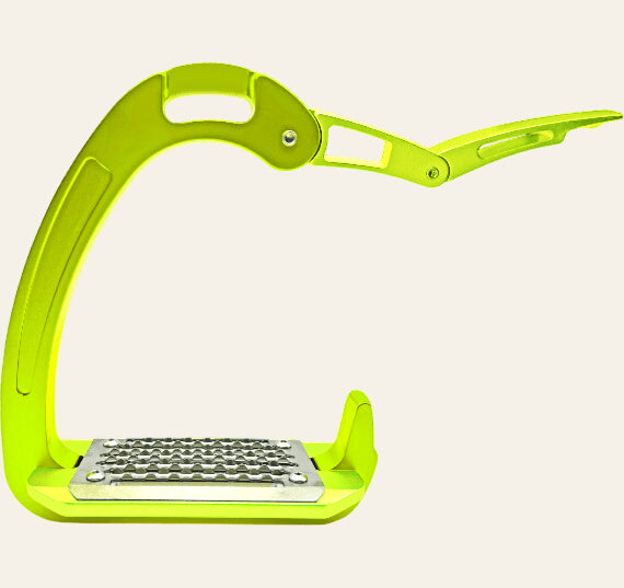 Equisafety Caballus Safety Stirrups - Double Arm Action & 5 degree inclination - Hi Vis Yellow - Equisafety