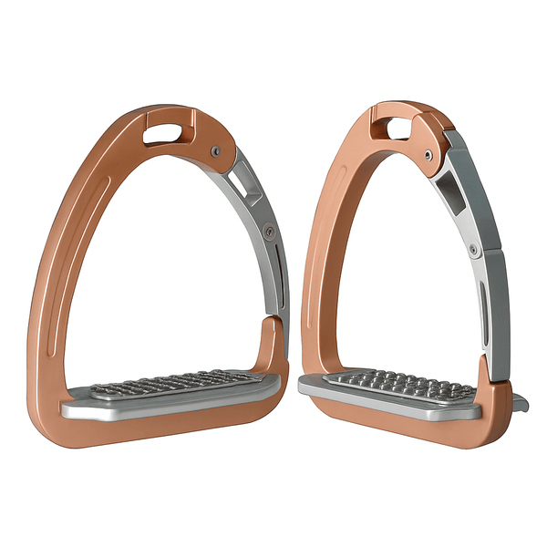 Equisafety Caballus Safety Stirrups - Double Arm Action & 5 degree inclination - Rose Gold - Equisafety