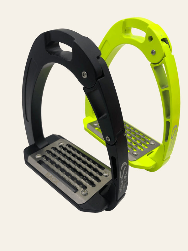 Equisafety Caballus Safety Stirrups - Single Arm Action & 5 degree inclination - Hi - Vis Pink - Equisafety