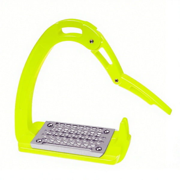 Equisafety Caballus Safety Stirrups with Double Arm Action - Hi Vis Yellow - Equisafety
