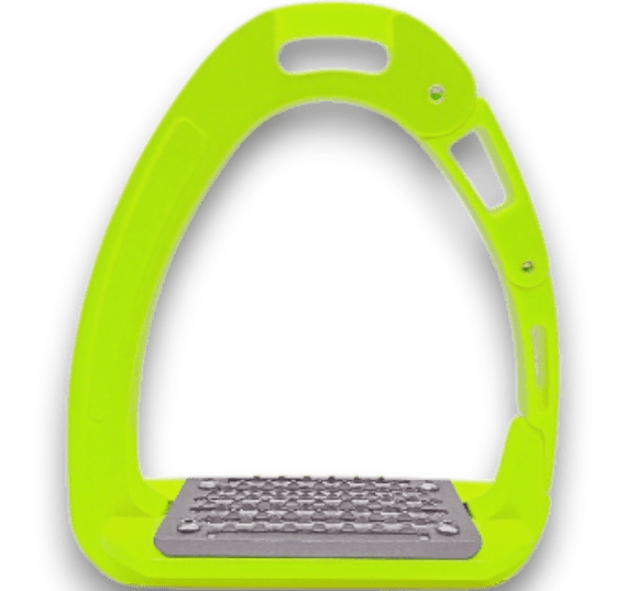 Equisafety Caballus Safety Stirrups with Double Arm Action - Hi Vis Yellow - Equisafety
