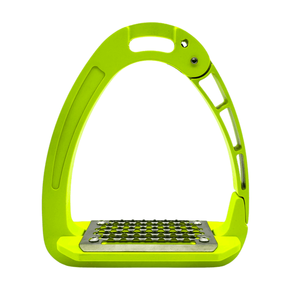 Equisafety Caballus Safety Stirrups with Single Arm Action - HI - VIS YELLOW - Equisafety