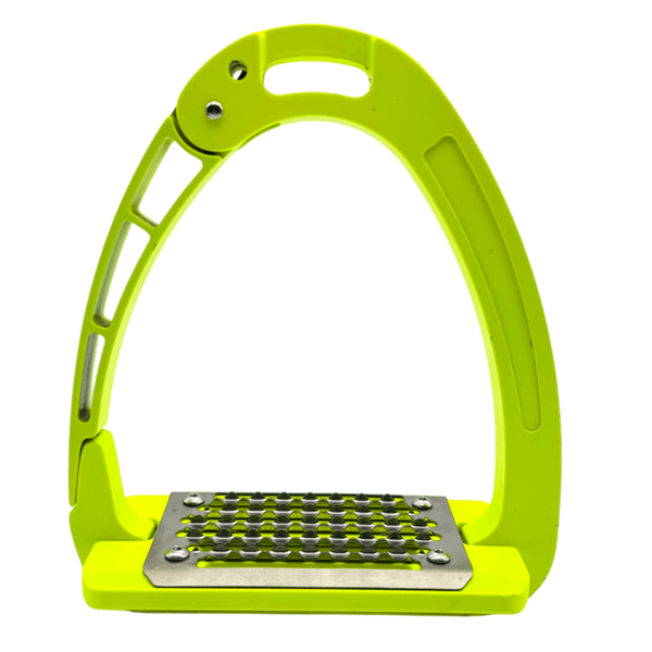 Equisafety Caballus Safety Stirrups with Single Arm Action - HI - VIS YELLOW - Equisafety