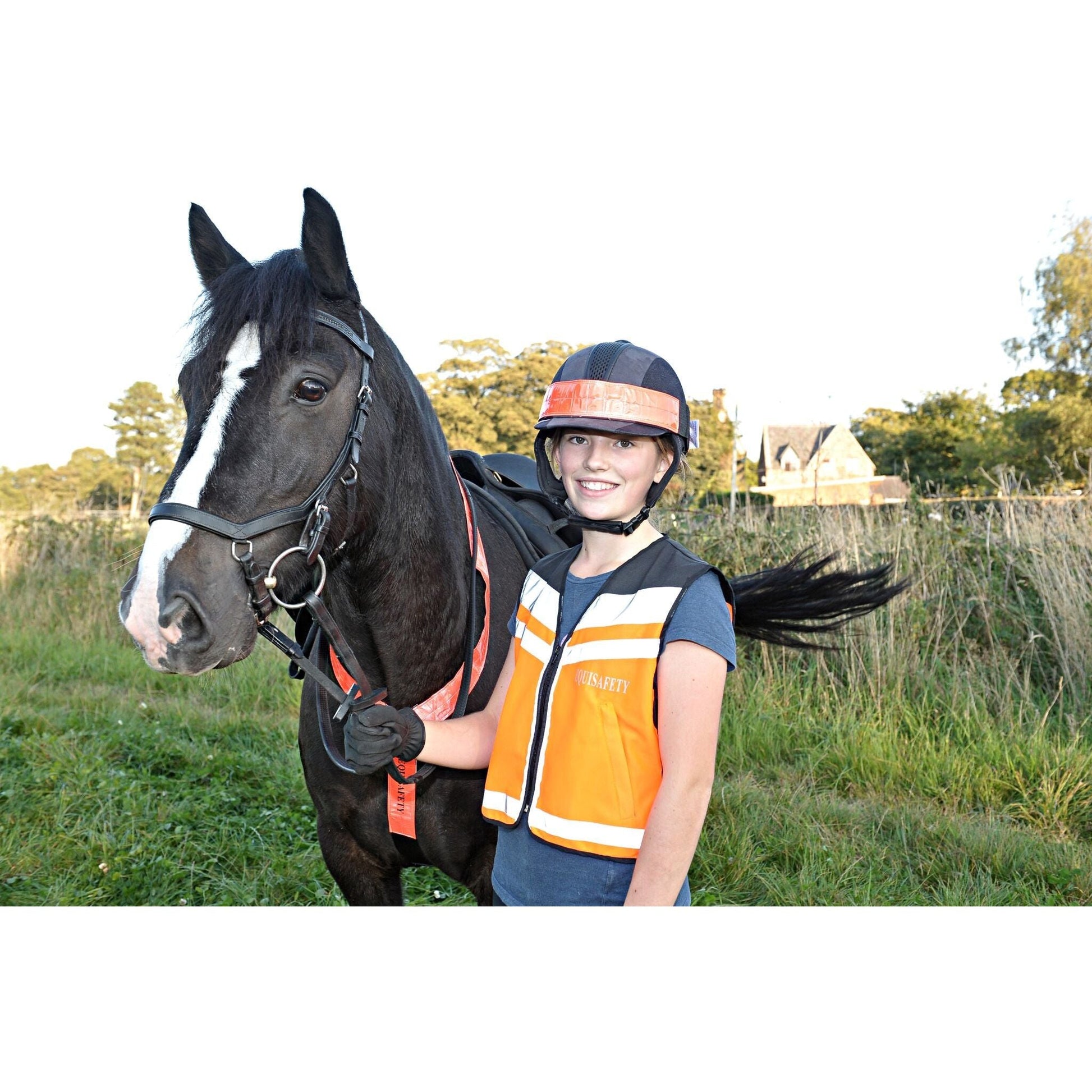 Equisafety Child Hi Vis Waistcoat - Horse In Training - O - Equisafety